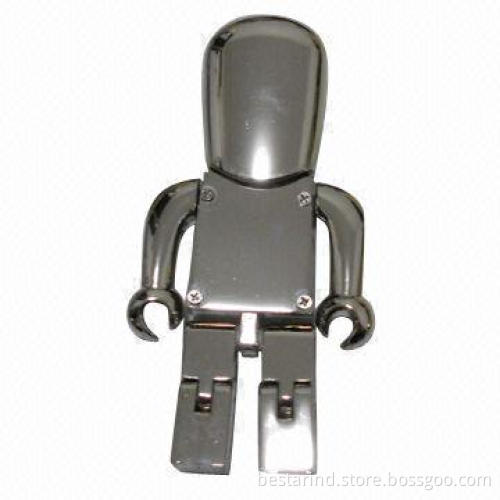 USB Flash Drive, Made of Metal, Robot-shaped, Customized Colors/Packaging Ways are Welcome